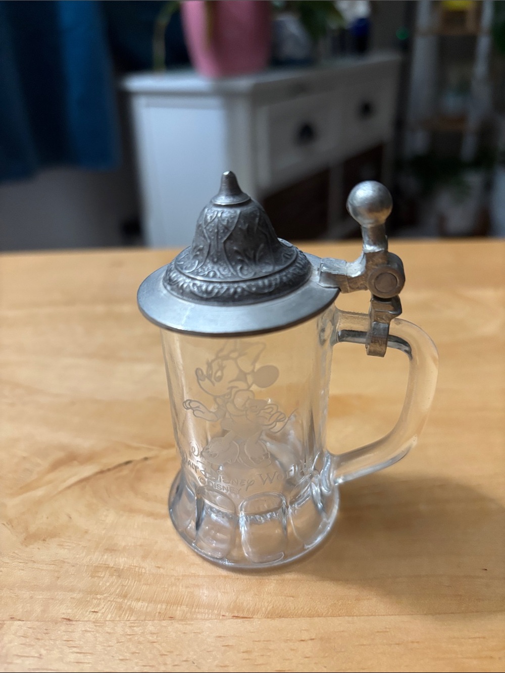 Minnie Mouse Mini Glass Stein with Pewter Lid - Bockling